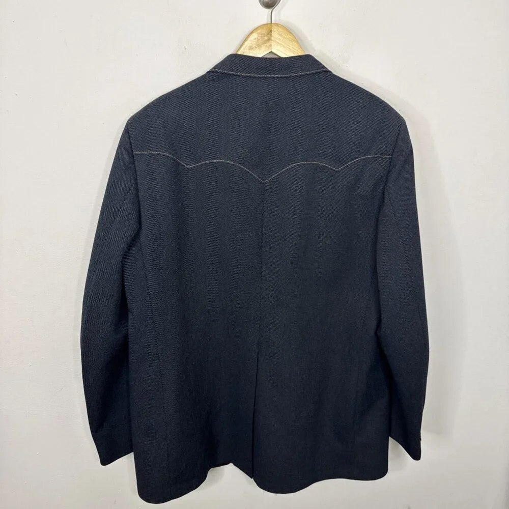 Vintage Lee Western Men 48L Tall Dark Blue‎ Blazer Sports Coat USA